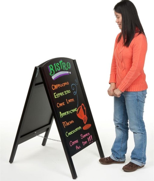 Black A Frame Chalkboard Sidewalk Sign For Wet Erase And