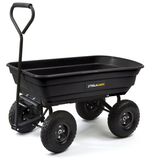 Gorilla-Carts-GOR200B-Poly-Garden-Dump-Cart-with-Steel-Frame-and-10-Inch-Pneumatic-Tires-600-Pound-Capacity-36-Inch-by-20-Inch-Bed-Black-Finish-B0026RGNJ2