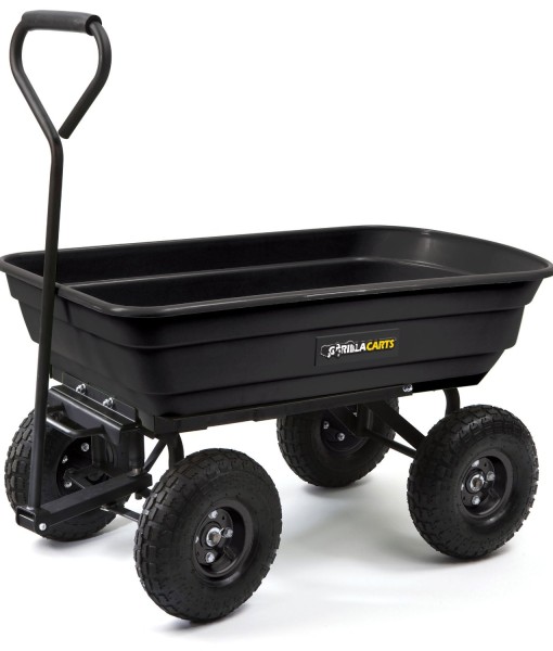 Gorilla Carts GOR200B Poly Garden Dump Cart with Steel Frame and 10 ...